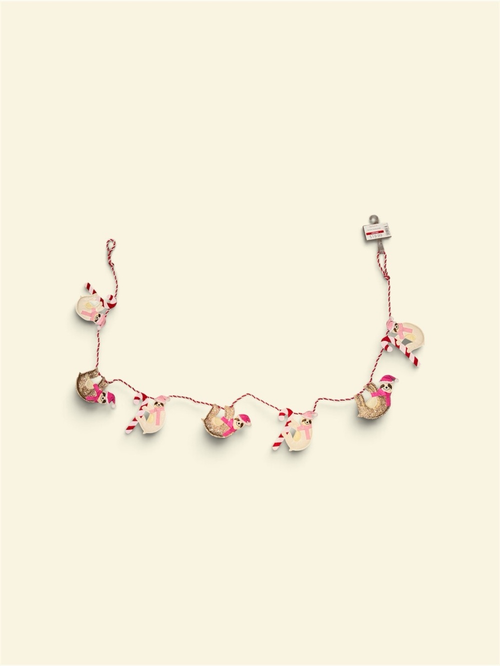 Ashland Festive Pink & Gold Sloth Christmas Garland